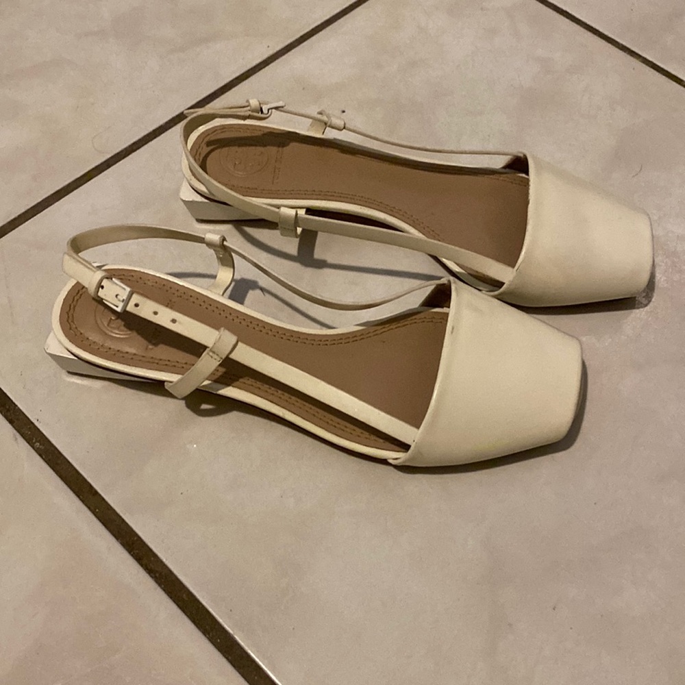 Tory Burch white flats